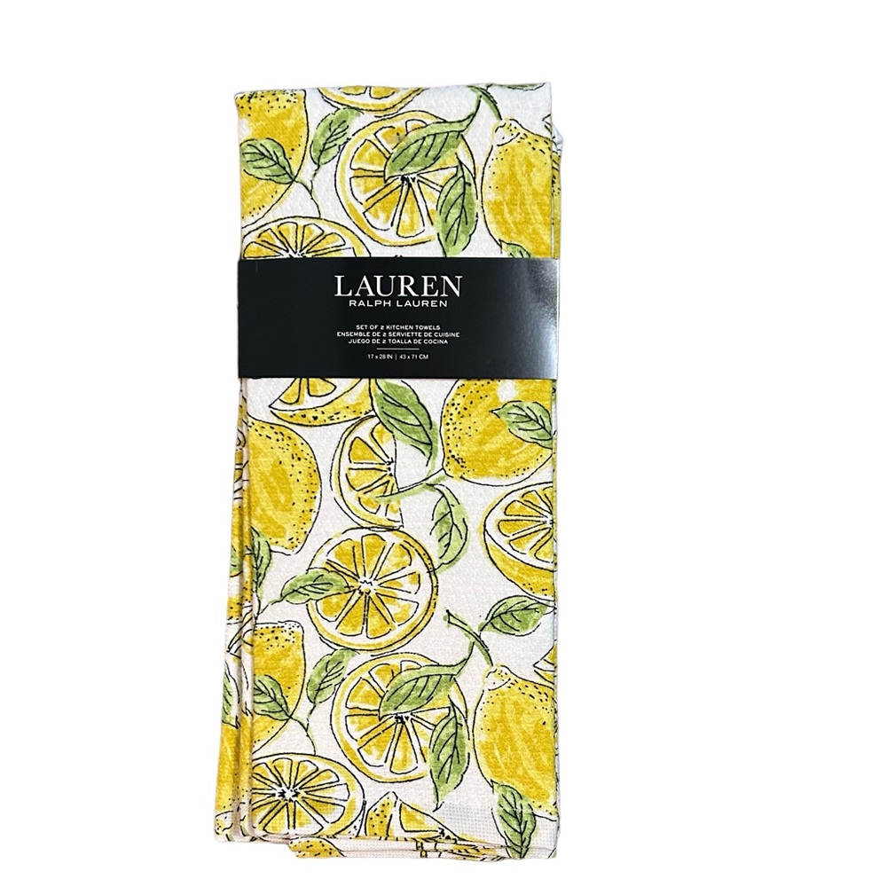 Lauren Ralph Lauren Lemon Print Kitchen Towels Set of 2 NWT
O